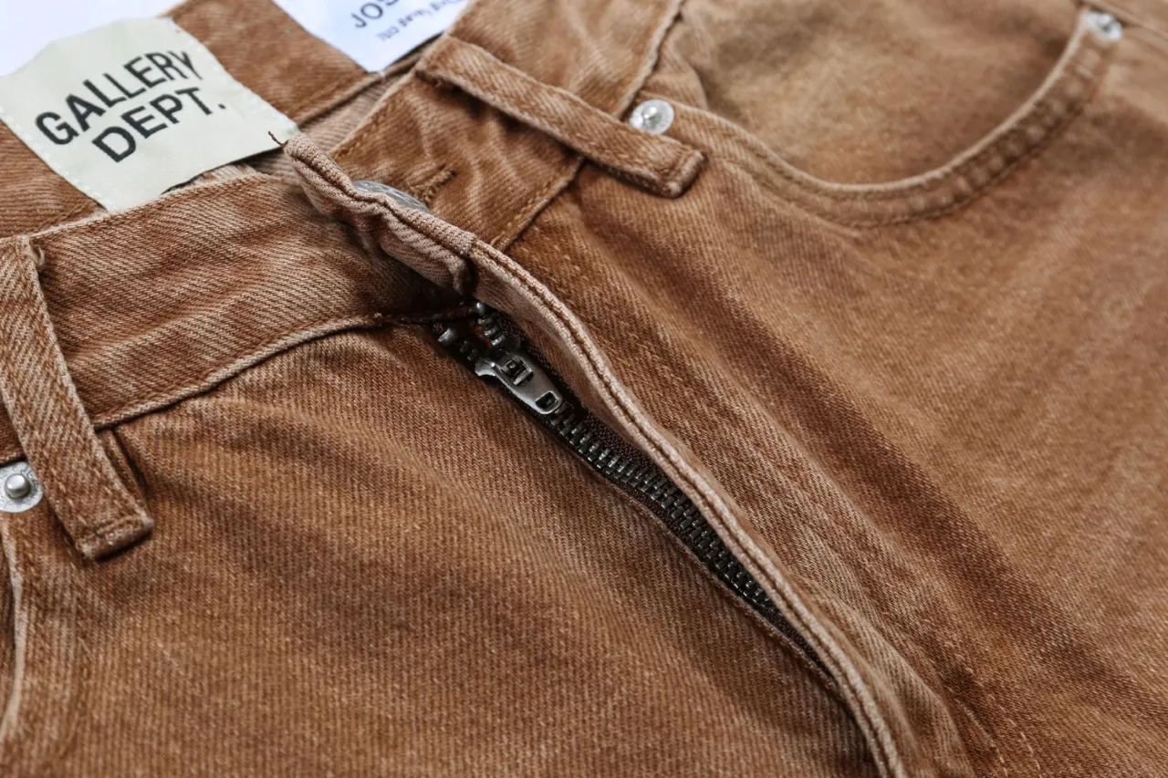 657#Gallery Dept new basic style brown washed small straight leg jeans American high street casual trousers washed brown S～XL P220
